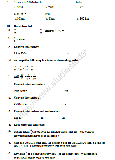 CBSE Class 3 Mathematics Worksheet Set P